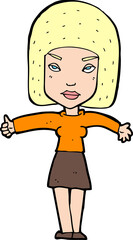 cartoon woman giving thumbs up symbol