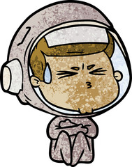 cartoon stressed astronaut