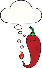 cartoon hot chili pepper with thought bubble