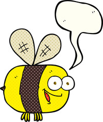 freehand drawn comic book speech bubble cartoon bee