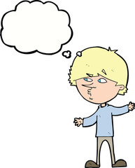 cartoon curious man with thought bubble