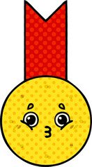 comic book style cartoon of a gold medal