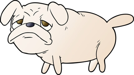 cartoon unhappy pug dog