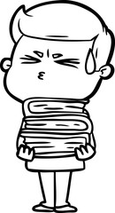 cartoon man sweating