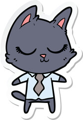 sticker of a calm cartoon cat