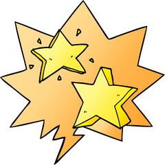 cartoon star with speech bubble in smooth gradient style