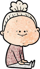 cartoon happy old woman