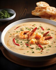 Experience the marriage of land and sea in this unforgettable bisque, where tender shrimp and lobster unite in a creamy bisque, kissed with the smoky sweetness of roasted red peppers.