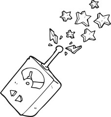 freehand drawn black and white cartoon scientific equipment