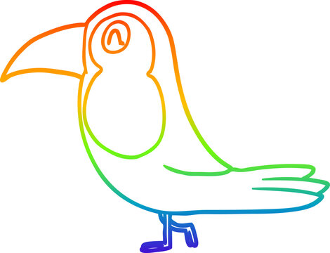 recommend clip art: rainbow gradient line drawing of a cartoon toucan