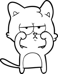 tired cartoon cat rubbing eyes