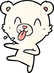 rude cartoon dancing polar bear sticking out tongue