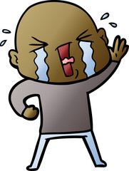 Obraz premium cartoon crying bald man