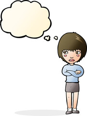 Obraz premium cartoon annoyed woman with thought bubble