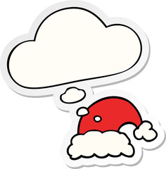 cartoon christmas hat with thought bubble as a printed sticker