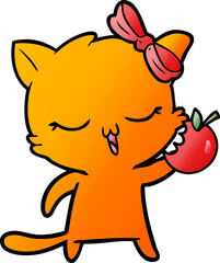 cartoon cat with bow on head