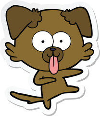 sticker of a cartoon dog with tongue sticking out