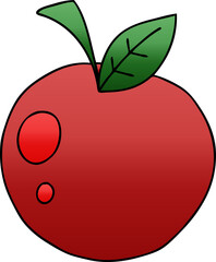 gradient shaded quirky cartoon red apple