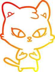 Fototapeta premium warm gradient line drawing of a cute cartoon cat