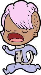 cartoon cool hipster girl in space suit