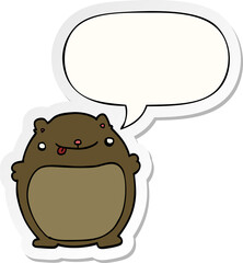cartoon fat bear with speech bubble sticker