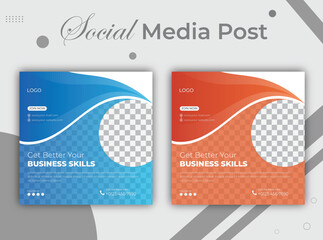 Business marketing agency social media post & 
Editable square web banner template