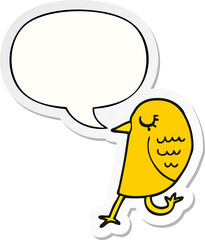 cartoon bird with speech bubble sticker
