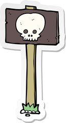 sticker of a cartoon spooky sign post