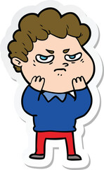 sticker of a cartoon angry man