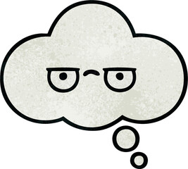 retro grunge texture cartoon of a thought bubble