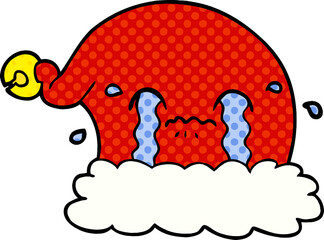 cartoon christmas santa hat crying