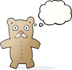 freehand drawn thought bubble cartoon teddy bear