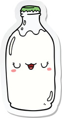sticker of a cute cartoon milk bottle