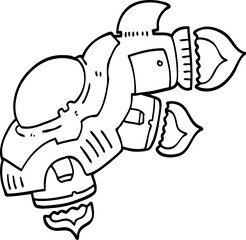 black and white cartoon space ship