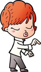 cartoon woman with eyes shut