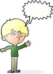 cartoon worried man reaching with speech bubble