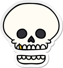 hand drawn sticker cartoon doodle of a skull head