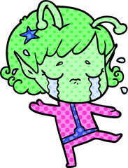 cartoon crying alien girl