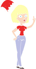 flat color illustration of woman wearing christmas hat