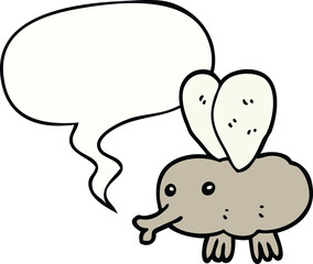 cartoon fly with speech bubble