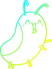 cold gradient line drawing of a cartoon happy bug
