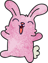 hand drawn quirky cartoon rabbit