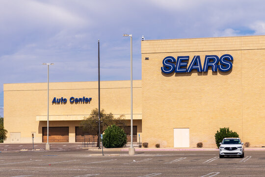 Tucson, Arizona, USA - September 28, 2023: Empty Sears and Auto Center building. 