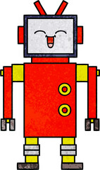 retro grunge texture cartoon of a robot