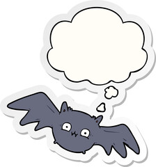 cartoon halloween bat with thought bubble as a printed sticker