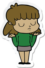 sticker of a cartoon indifferent woman