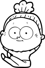 cartoon happy old woman