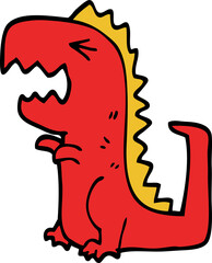 cartoon doodle roaring t rex