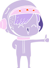 happy flat color style cartoon space girl