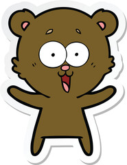 sticker of a laughing teddy  bear cartoon